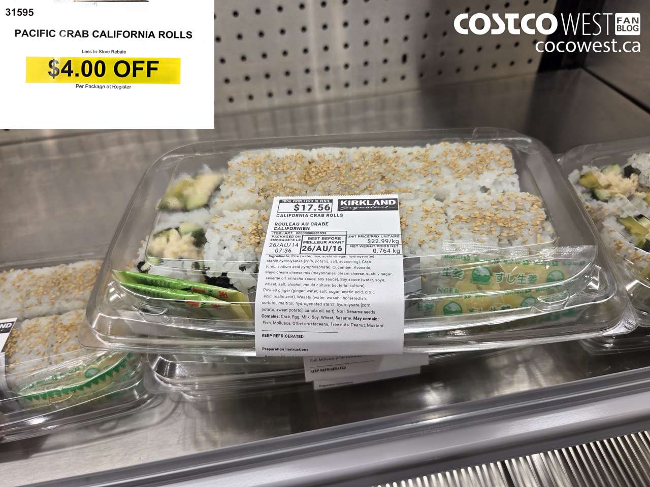 31595 PACIFIC CRAB CALIFORNIA ROLLS ($4.00 INSTANT SAVINGS)