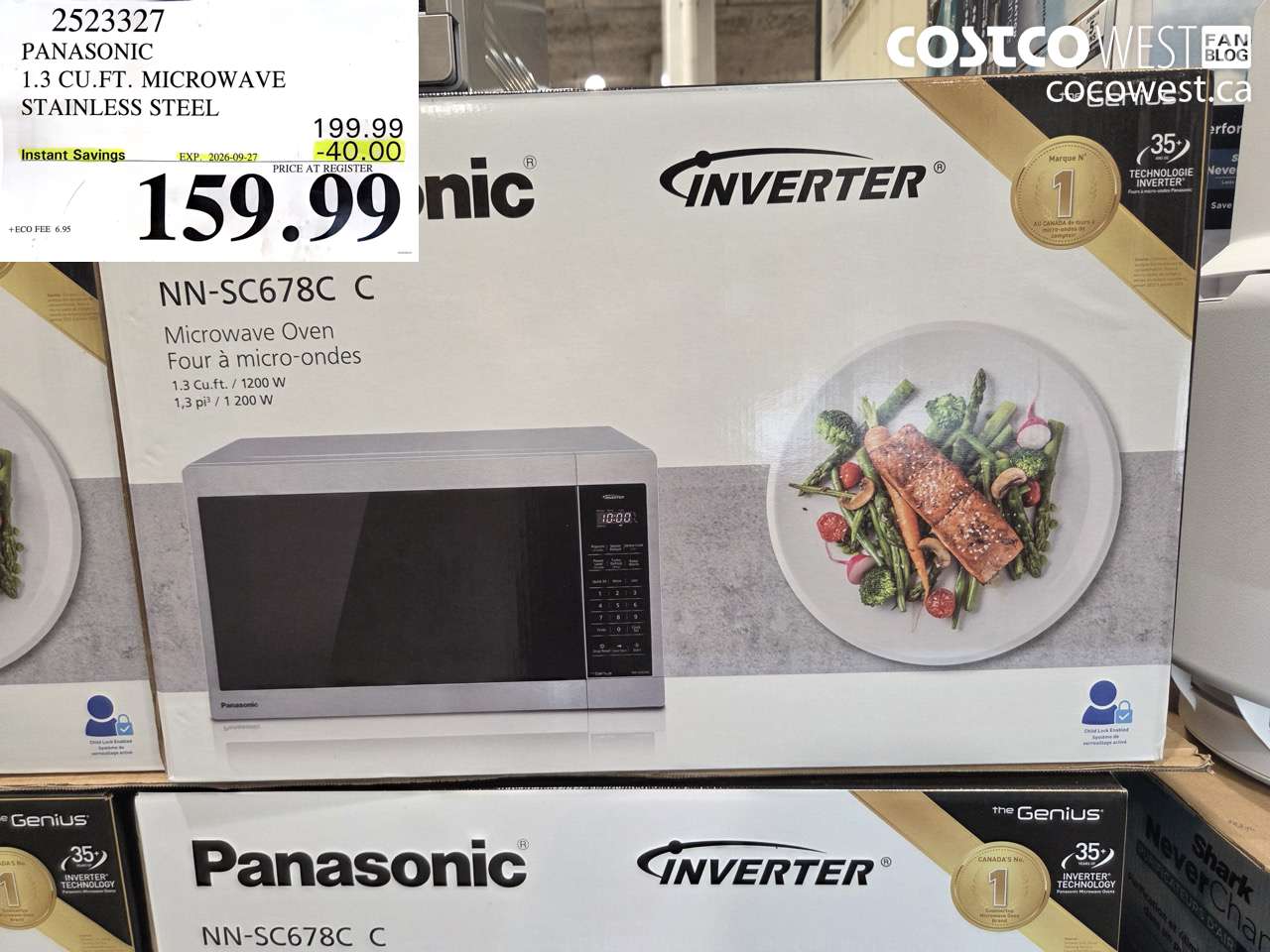 2523327 PANASONIC 1.3 CU.FT. MICROWAVE STAINLESS STEEL ($40.00 INSTANT SAVINGS EXPIRES ON 2026-09-27) $159.99