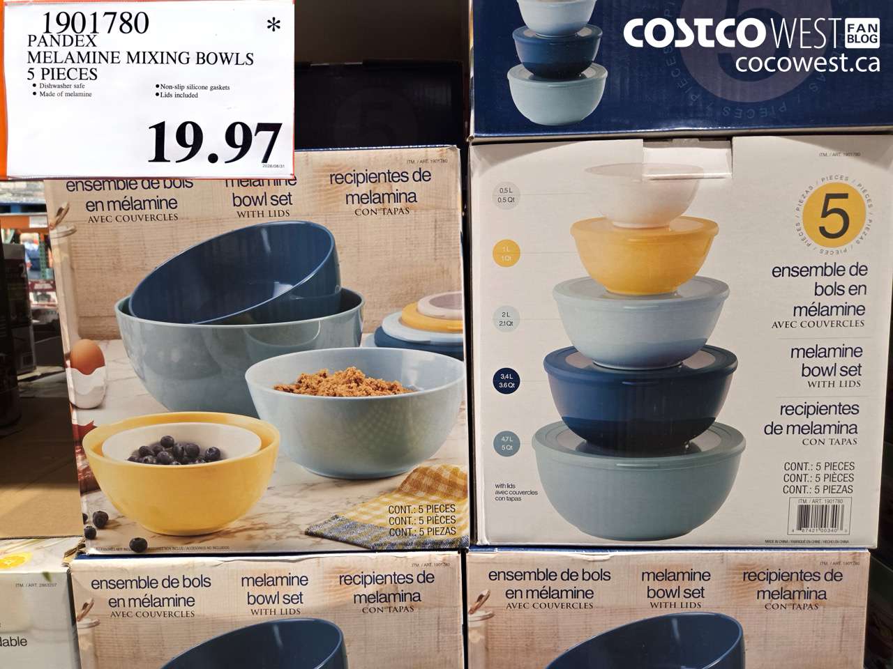1901780 PANDEX MELAMINE MIXING BOWLS 5 PIECES $19.97