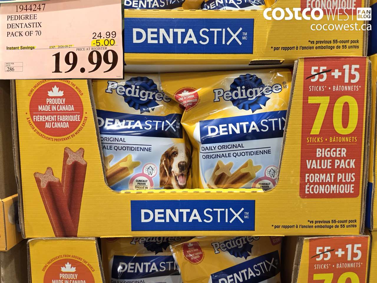 1944247 PEDIGREE DENTASTIX PACK OF 70 ($5.00 INSTANT SAVINGS EXPIRES ON 2026-09-27) $19.99