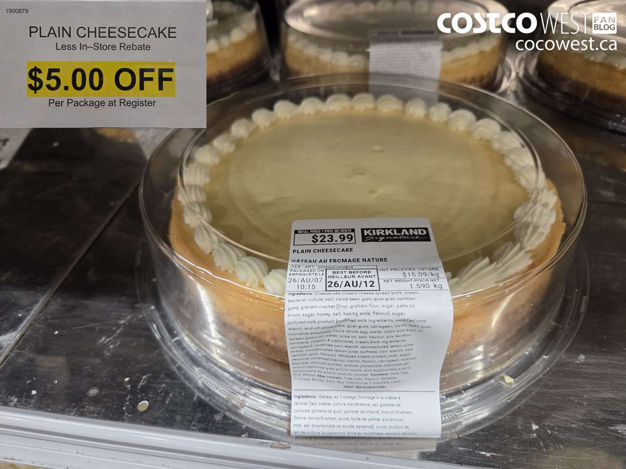1900879 PLAIN CHEESECAKE ($5.00 INSTANT SAVINGS)