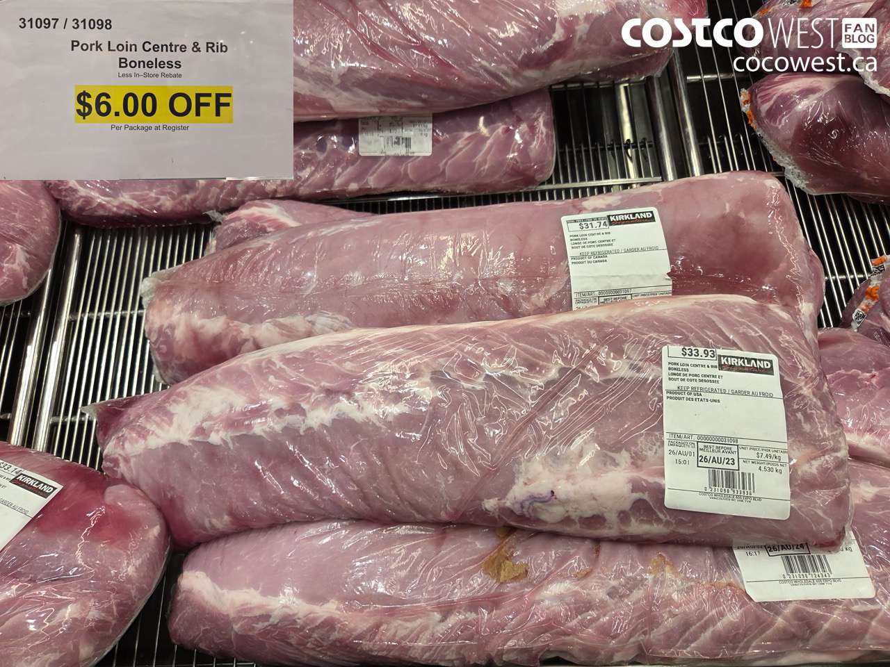 31097 PORK LOIN CENTRE & RIB BONELESS ($6.00 INSTANT SAVINGS)