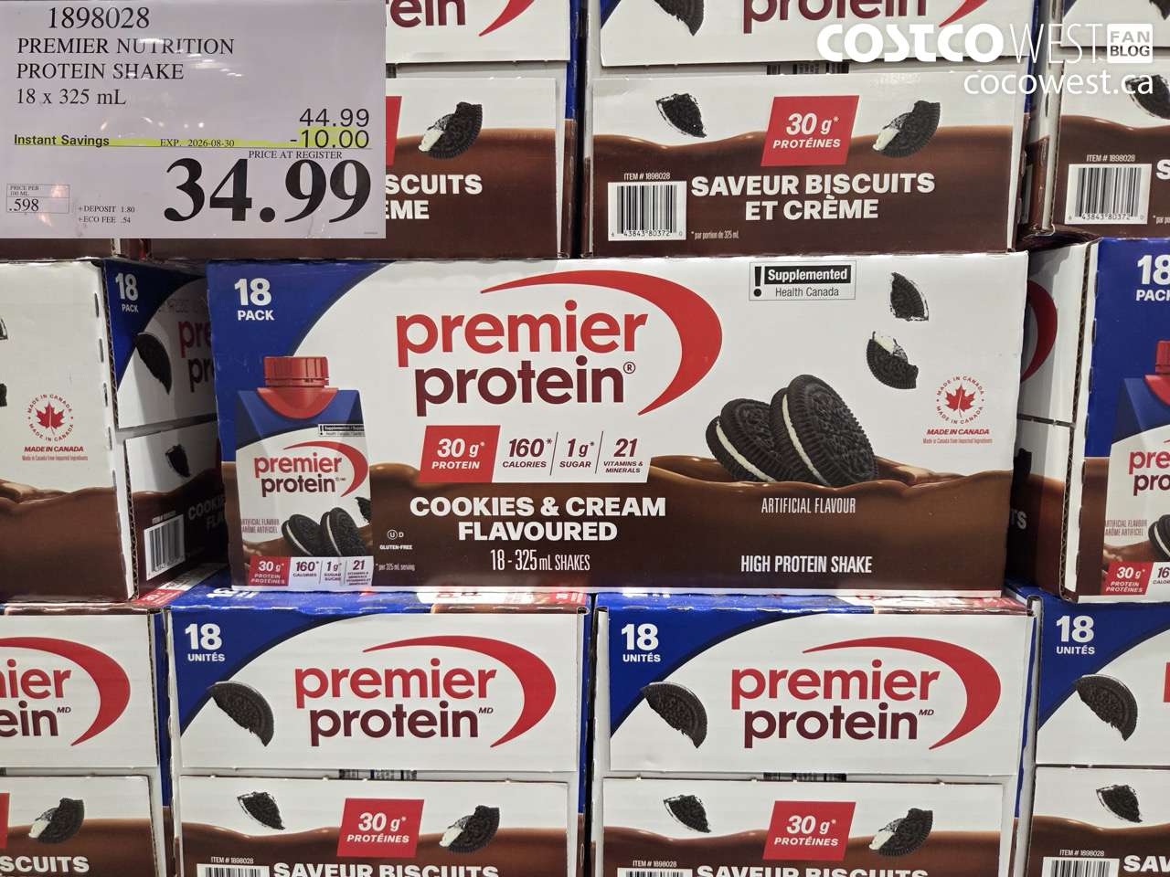 1898028 PREMIER NUTRITION PROTEIN SHAKE 18 X 325 ML ($10.00 INSTANT SAVINGS EXPIRES ON 2026-08-30) $34.99