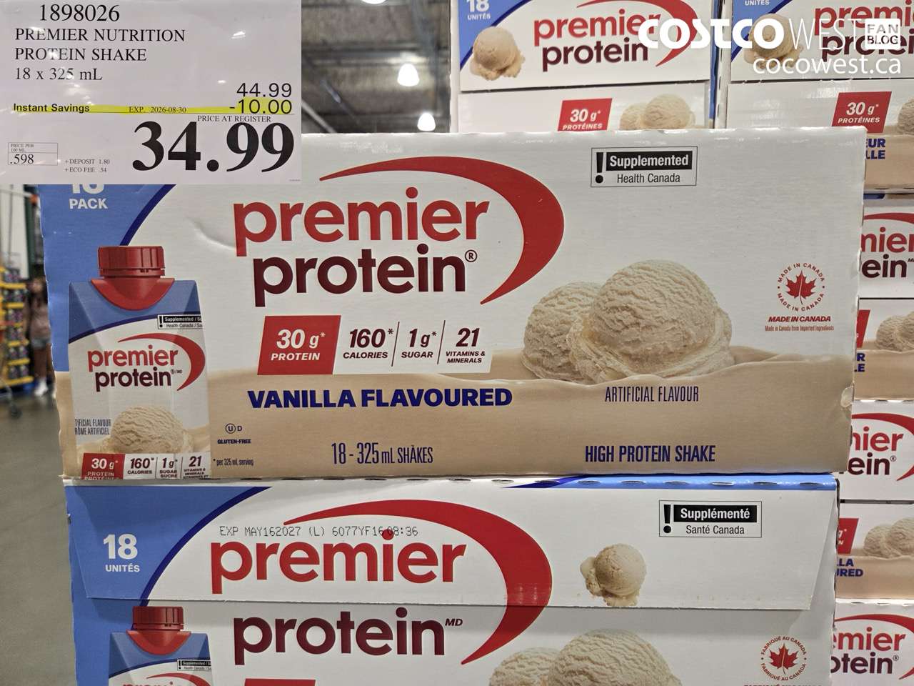 1898026 PREMIER NUTRITION PROTEIN SHAKE 18 X 325 ML ($10.00 INSTANT SAVINGS EXPIRES ON 2026-08-30) $34.99