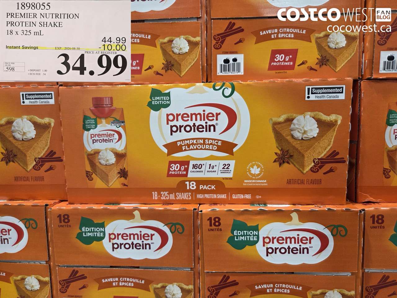 1898055 PREMIER NUTRITION PROTEIN SHAKE 18 X 325 ML ($10.00 INSTANT SAVINGS EXPIRES ON 2026-08-30) $34.99