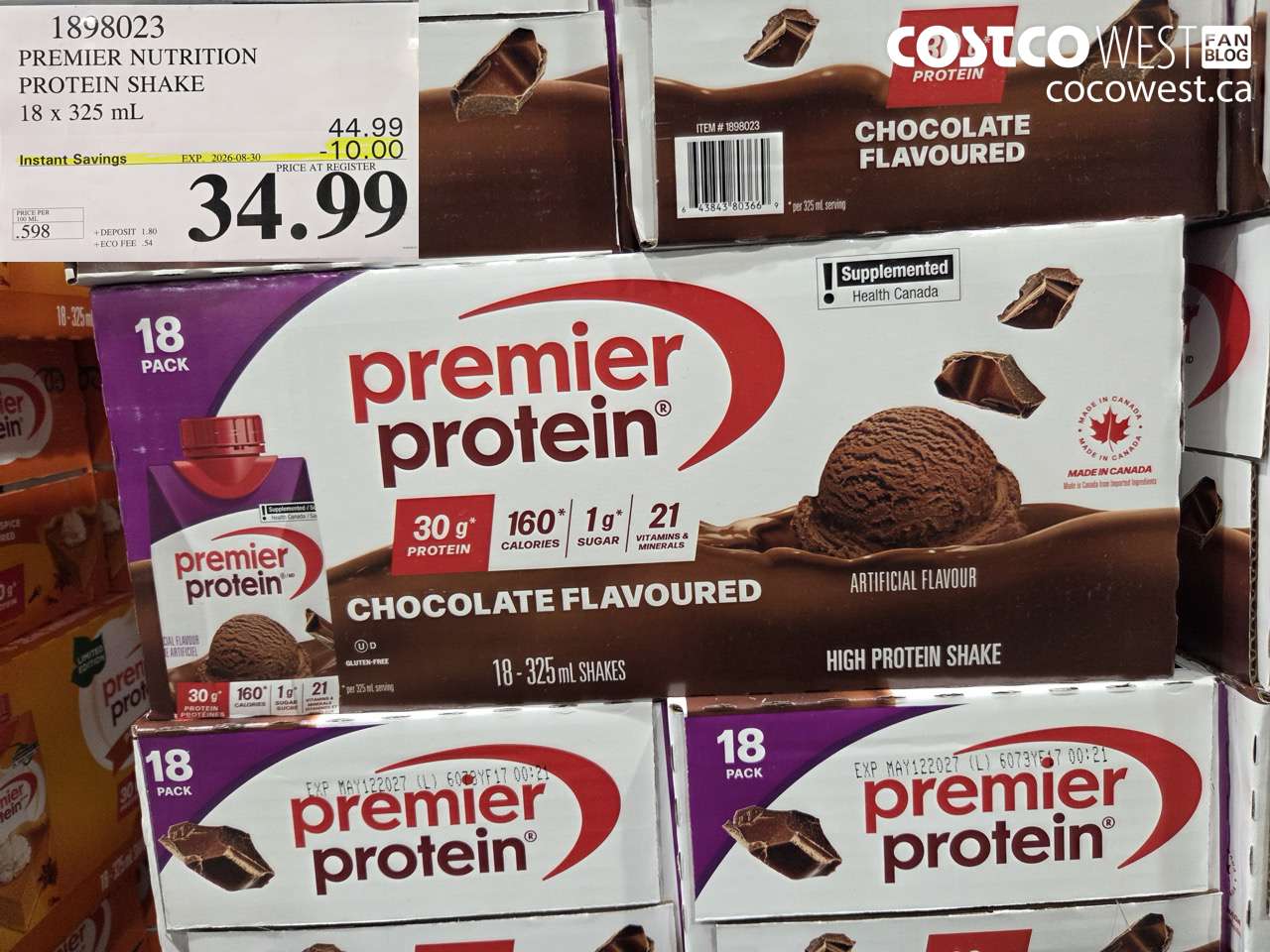 1898023 PREMIER NUTRITION PROTEIN SHAKE 18 X 325 ML ($10.00 INSTANT SAVINGS EXPIRES ON 2026-08-30) $34.99