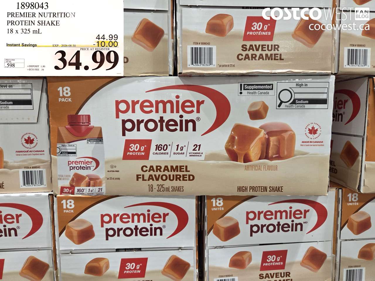 1898043 PREMIER NUTRITION PROTEIN SHAKE 18 X 325 ML ($10.00 INSTANT SAVINGS EXPIRES ON 2026-08-30) $34.99