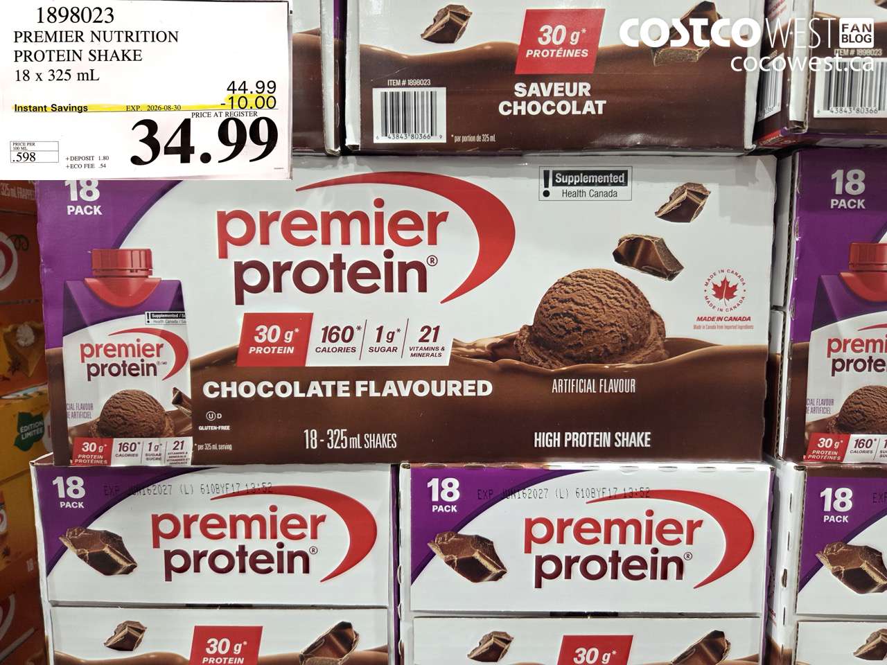 1898023 PREMIER NUTRITION PROTEIN SHAKE 18 X 325 ML ($10.00 INSTANT SAVINGS EXPIRES ON 2026-08-30) $34.99
