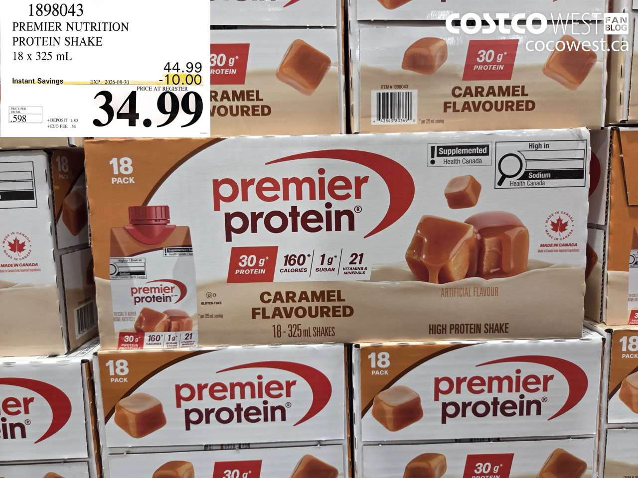 1898043 PREMIER NUTRITION PROTEIN SHAKE 18 X 325 ML ($10.00 INSTANT SAVINGS EXPIRES ON 2026-08-30) $34.99