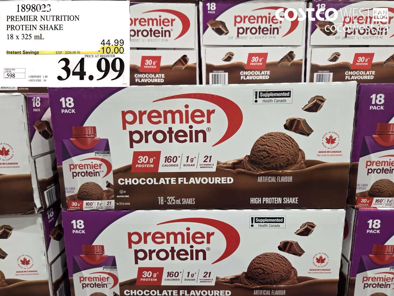 1898023 PREMIER NUTRITION PROTEIN SHAKE 18 X 325 ML ($10.00 INSTANT SAVINGS EXPIRES ON 2026-08-30) $34.99