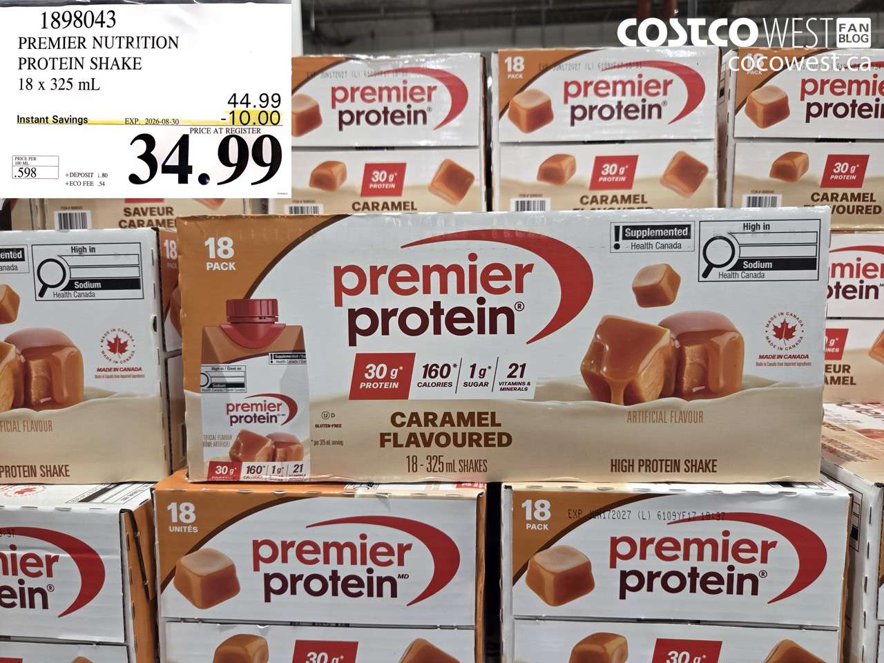 1898043 PREMIER NUTRITION PROTEIN SHAKE 18 X 325 ML ($10.00 INSTANT SAVINGS EXPIRES ON 2026-08-30) $34.99