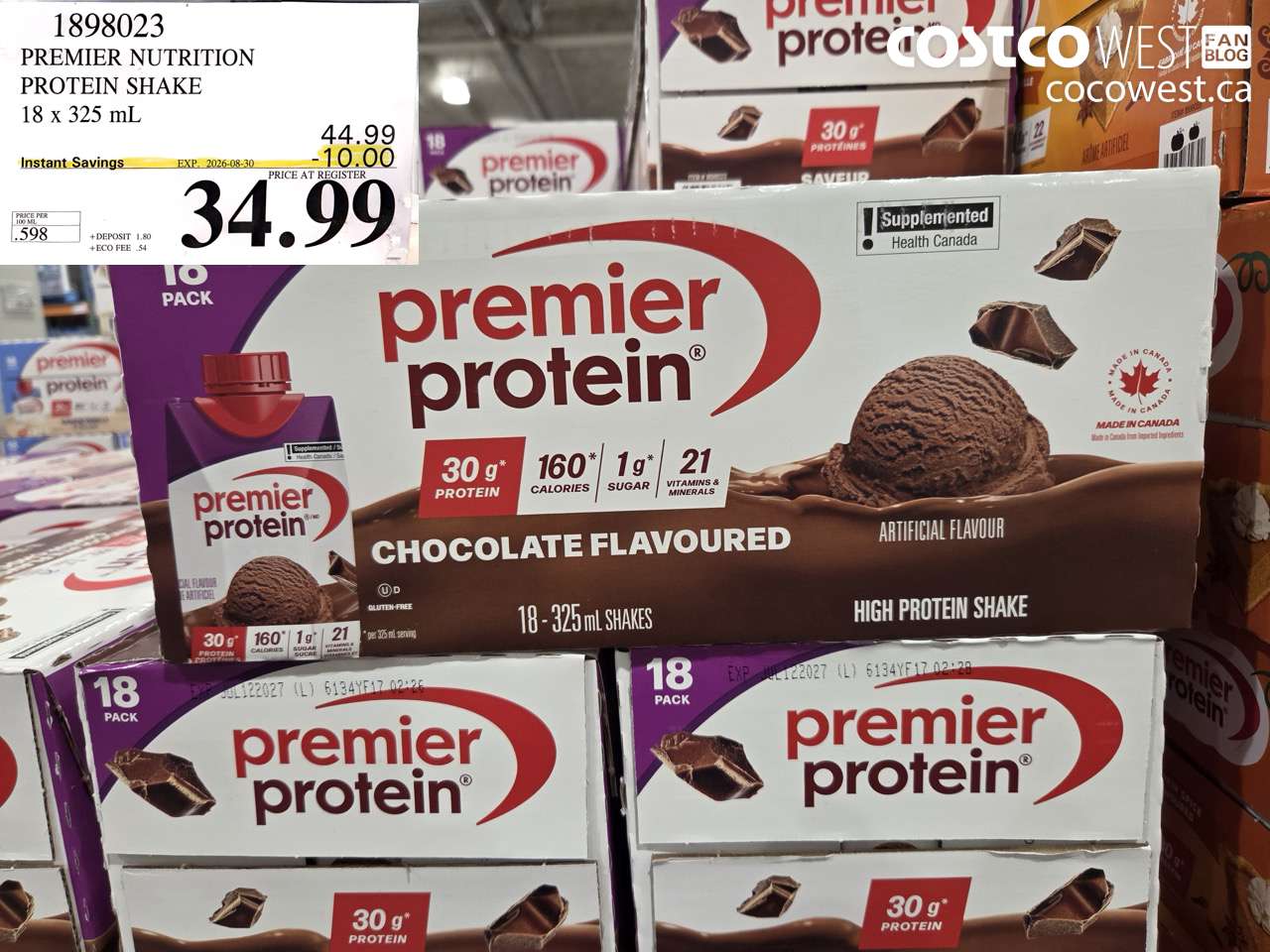1898023 PREMIER NUTRITION PROTEIN SHAKE 18 X 325 ML ($10.00 INSTANT SAVINGS EXPIRES ON 2026-08-30) $34.99