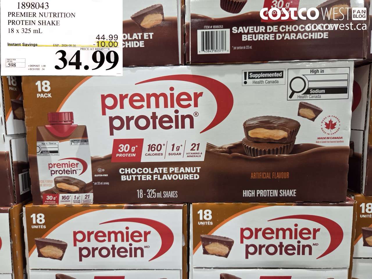 1898043 PREMIER NUTRITION PROTEIN SHAKE 18 X 325 ML ($10.00 INSTANT SAVINGS EXPIRES ON 2026-08-30) $34.99
