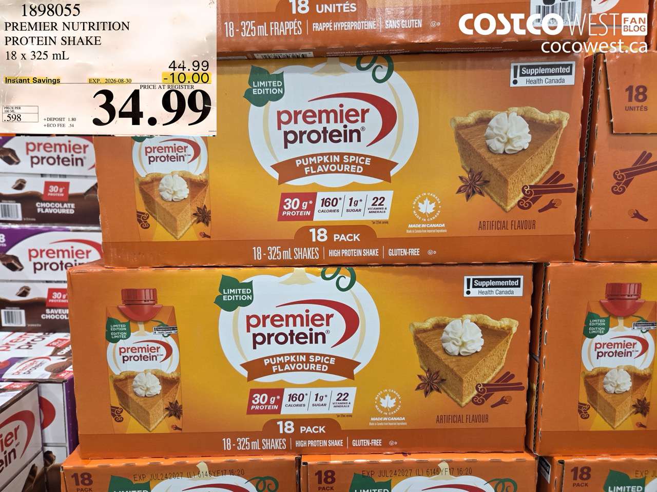 1898055 PREMIER NUTRITION PROTEIN SHAKE 18 X 325 ML ($10.00 INSTANT SAVINGS EXPIRES ON 2026-08-30) $34.99