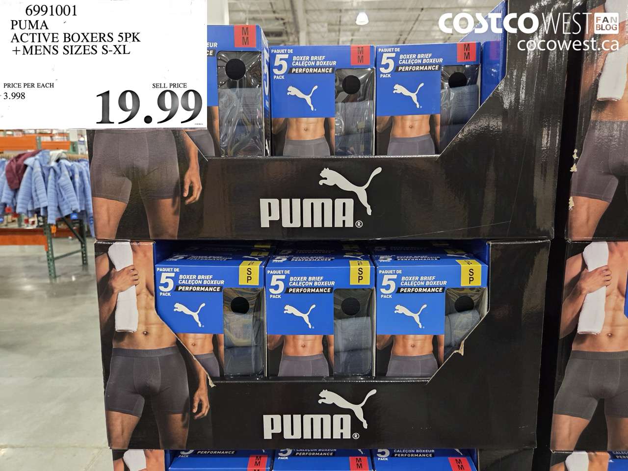 6991001 PUMA ACTIVE BOXERS 5PK MENS SIZES S-XL $19.99