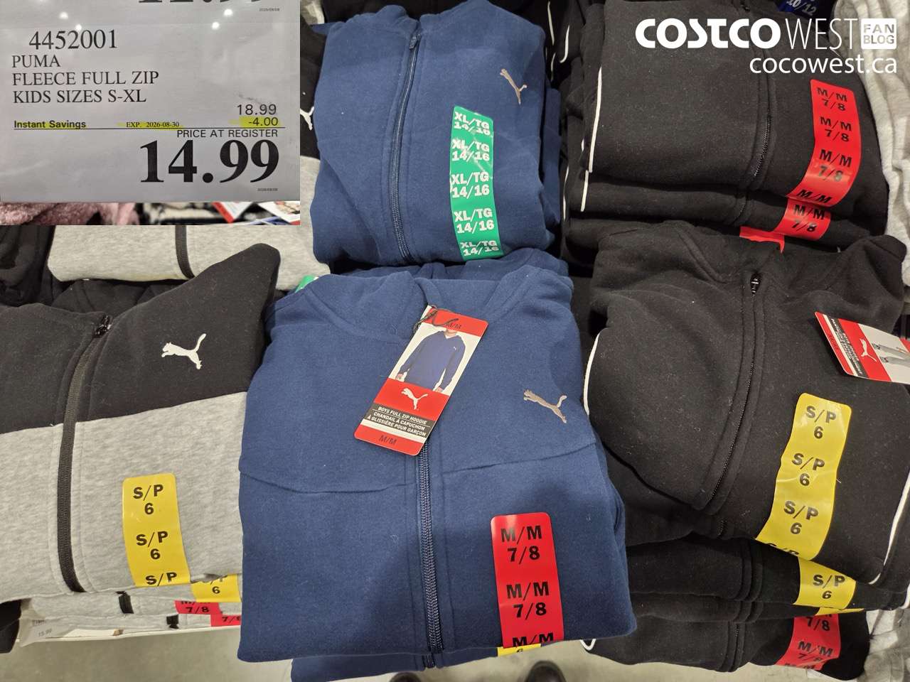 4452001 PUMA FLEECE FULL ZIP KIDS SIZES S-XL ($4.00 INSTANT SAVINGS EXPIRES ON 2026-08-30) $14.99