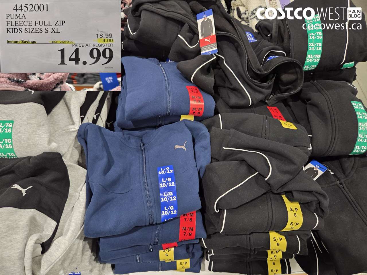 4452001 PUMA FLEECE FULL ZIP KIDS SIZES S-XL ($4.00 INSTANT SAVINGS EXPIRES ON 2026-08-30) $14.99