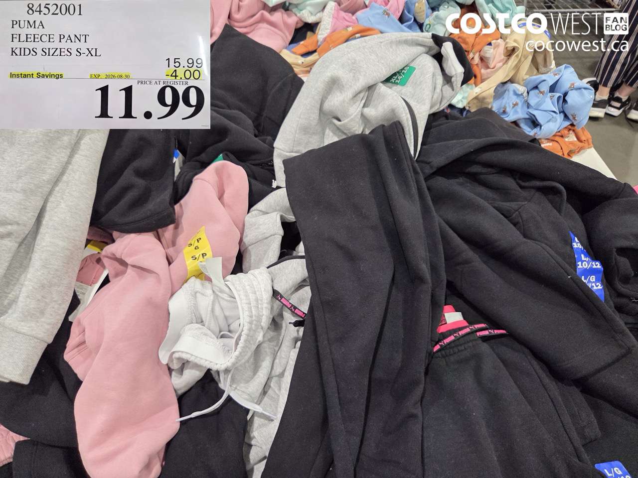 8452001 PUMA FLEECE PANT KIDS SIZES S-XL ($4.00 INSTANT SAVINGS EXPIRES ON 2026-08-30) $11.99