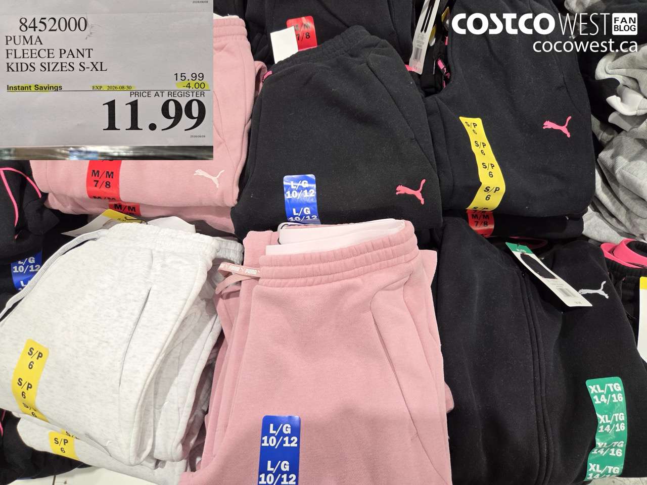 8452000 PUMA FLEECE PANT KIDS SIZES S-XL ($4.00 INSTANT SAVINGS EXPIRES ON 2026-08-30) $11.99