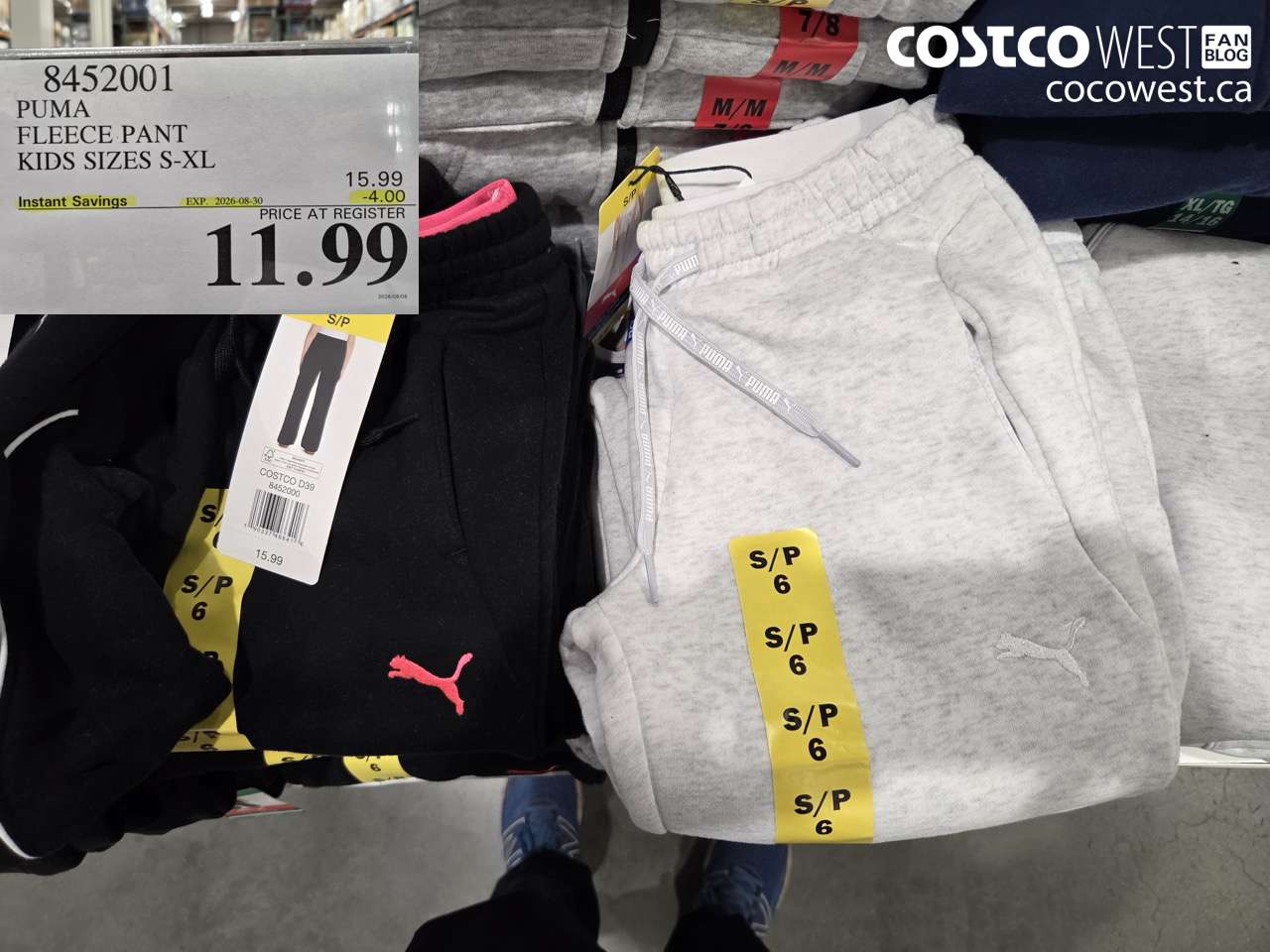 8452001 PUMA FLEECE PANT KIDS SIZES S-XL ($4.00 INSTANT SAVINGS EXPIRES ON 2026-08-30) $11.99