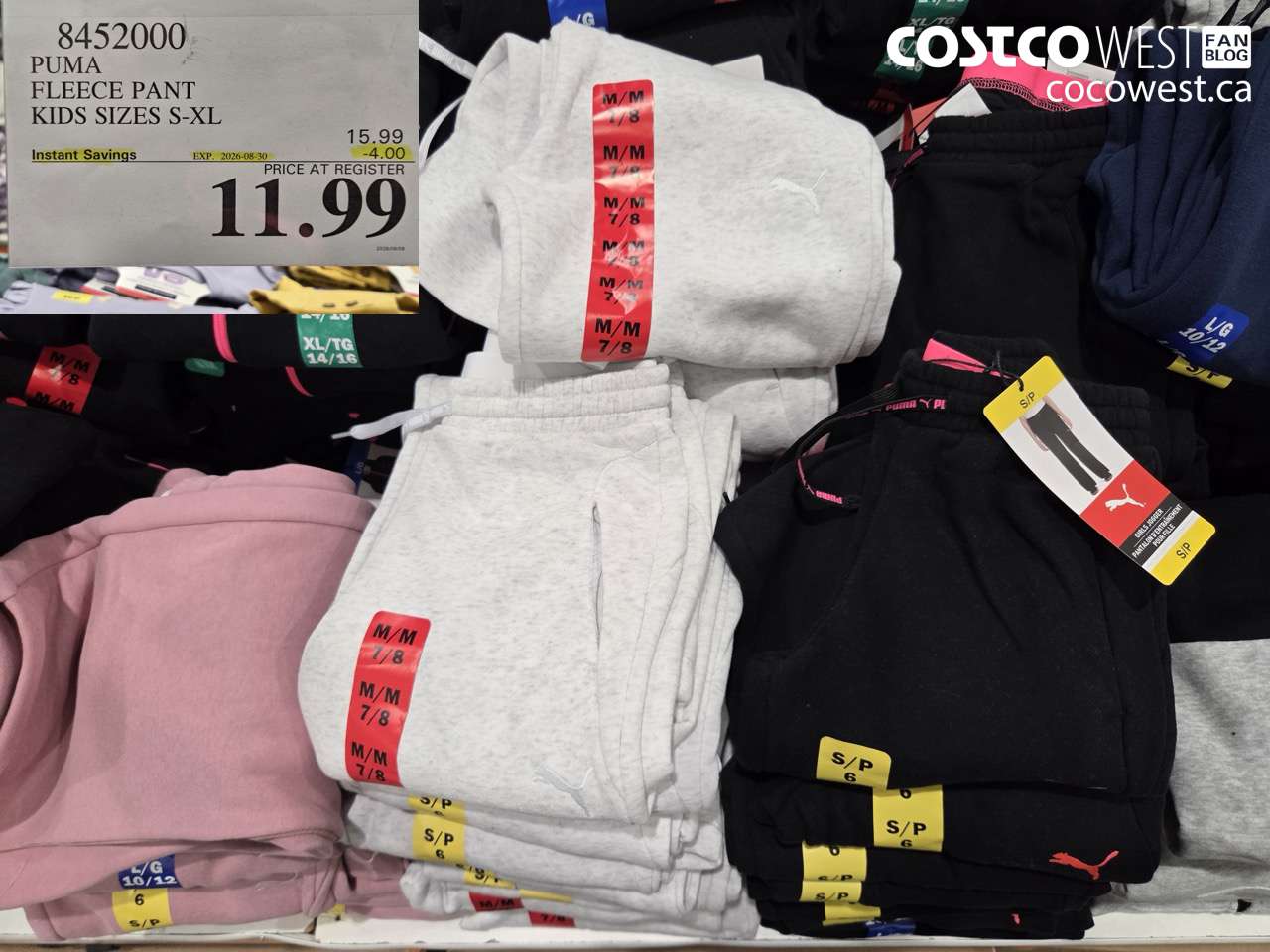 8452000 PUMA FLEECE PANT KIDS SIZES S-XL ($4.00 INSTANT SAVINGS EXPIRES ON 2026-08-30) $11.99
