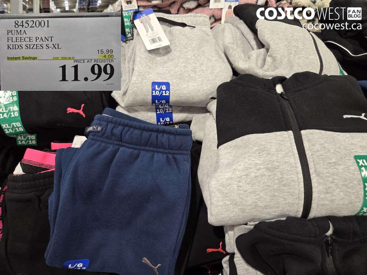 8452001 PUMA FLEECE PANT KIDS SIZES S-XL ($4.00 INSTANT SAVINGS EXPIRES ON 2026-08-30) $11.99