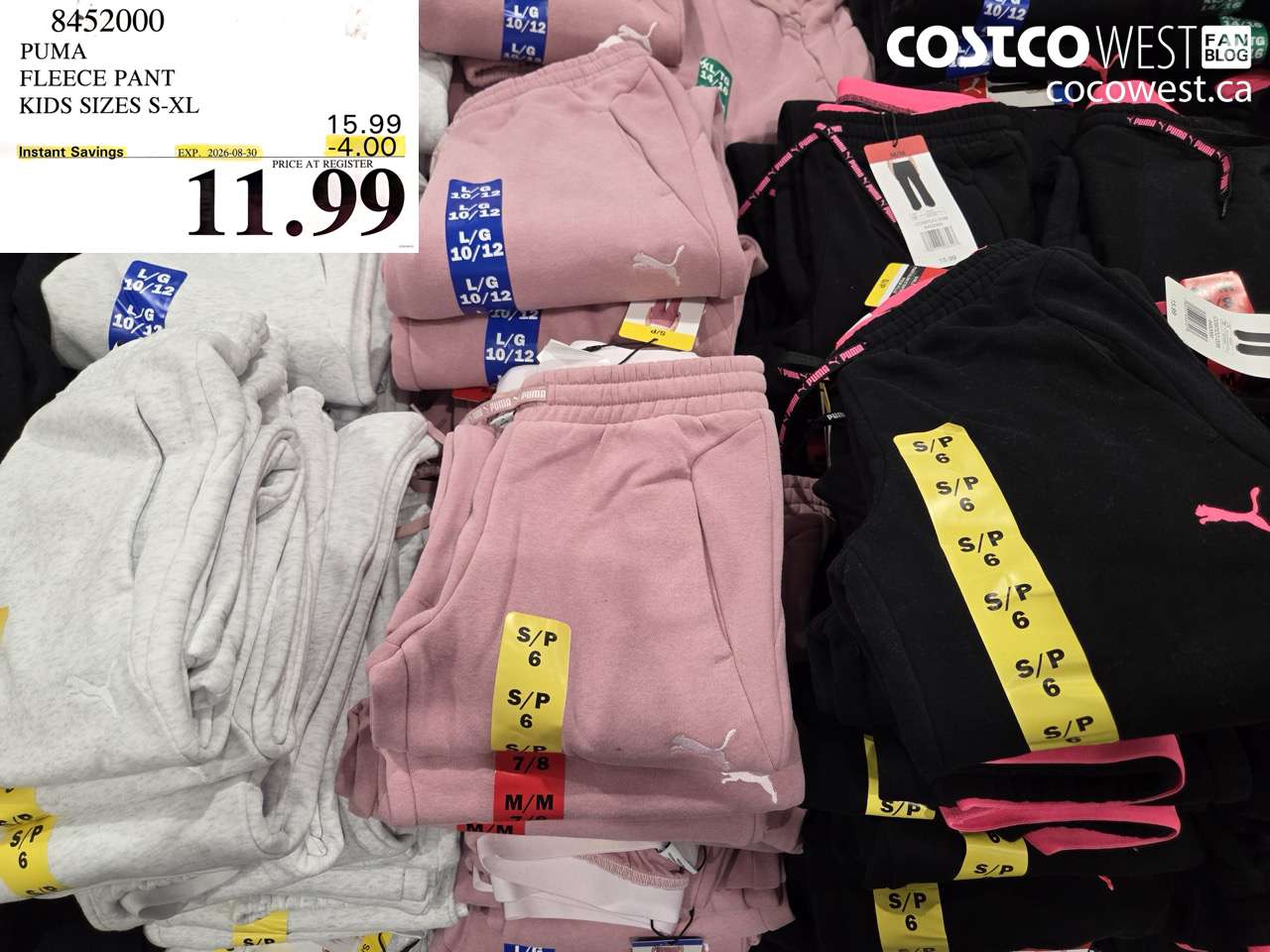 8452000 PUMA FLEECE PANT KIDS SIZES S-XL ($4.00 INSTANT SAVINGS EXPIRES ON 2026-08-30) $11.99