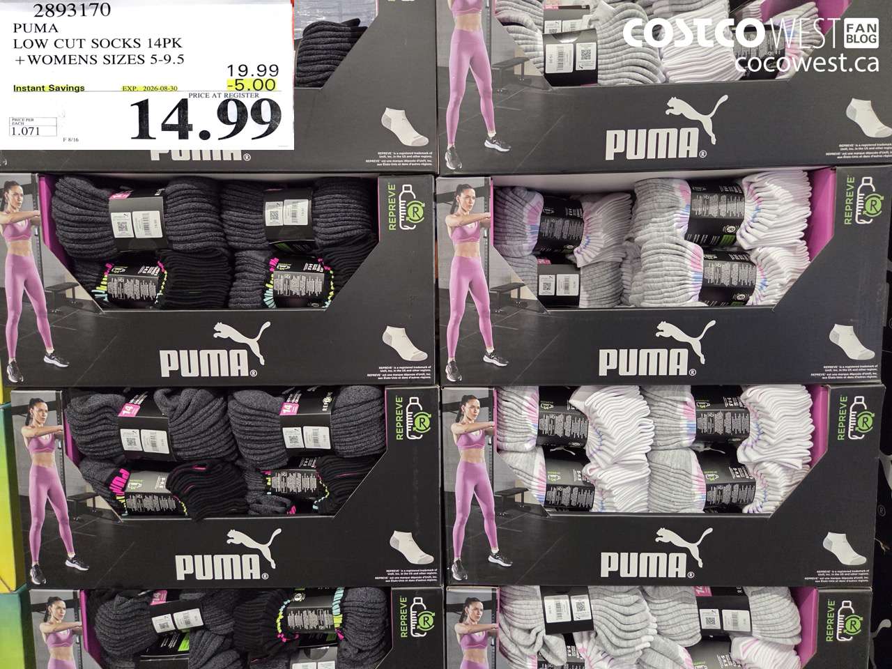 2893170 PUMA LOW CUT SOCKS 14PK WOMENS SIZES 5-9.5 ($5.00 INSTANT SAVINGS EXPIRES ON 2026-08-30) $14.99
