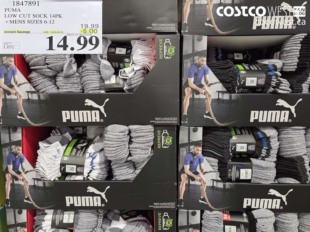 1847891 PUMA LOW CUT SOCK 14PK +MENS SIZES 6-12 ($5.00 INSTANT SAVINGS EXPIRES ON 2026-08-30) $14.99