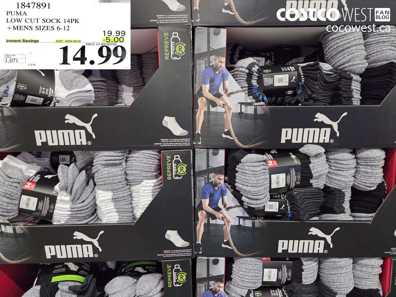1847891 PUMA LOW CUT SOCK 14PK MENS SIZES 6-12 ($5.00 INSTANT SAVINGS EXPIRES ON 2026-08-30) $14.99