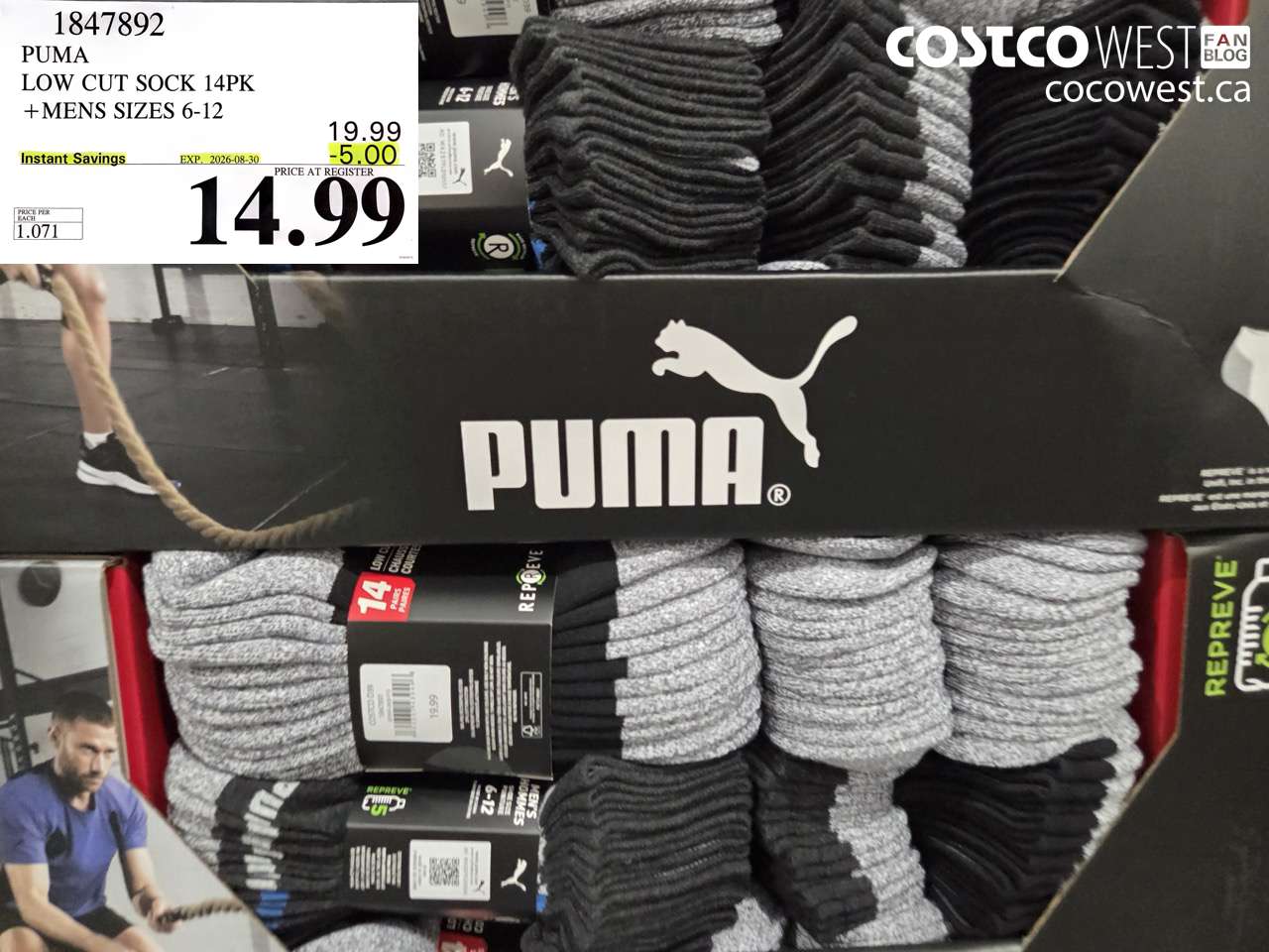 1847892 PUMA LOW CUT SOCK 14PK +MENS SIZES 6-12 ($5.00 INSTANT SAVINGS EXPIRES ON 2026-08-30) $14.99