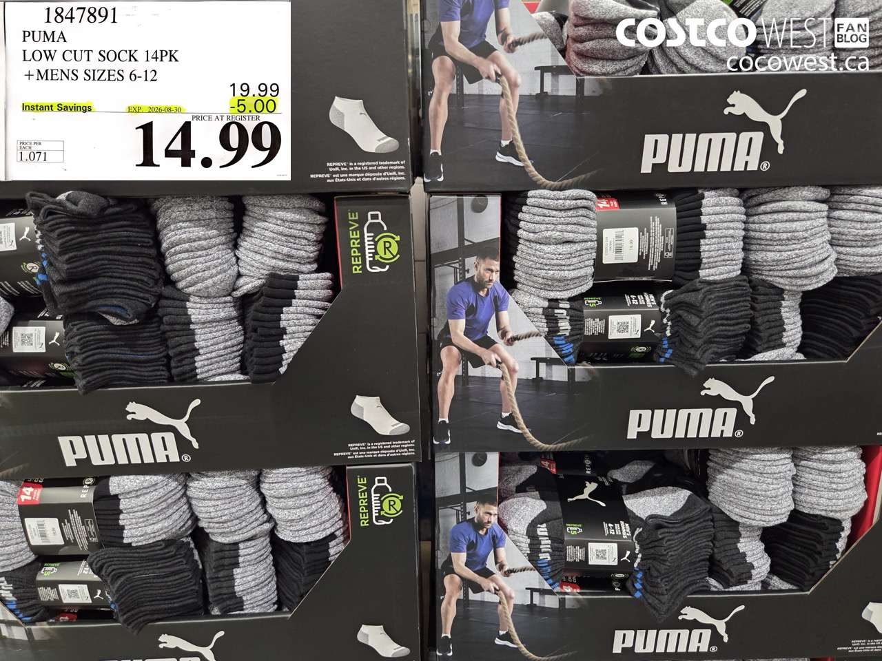 1847891 PUMA LOW CUT SOCK 14PK +MENS SIZES 6-12 ($5.00 INSTANT SAVINGS EXPIRES ON 2026-08-30) $14.99