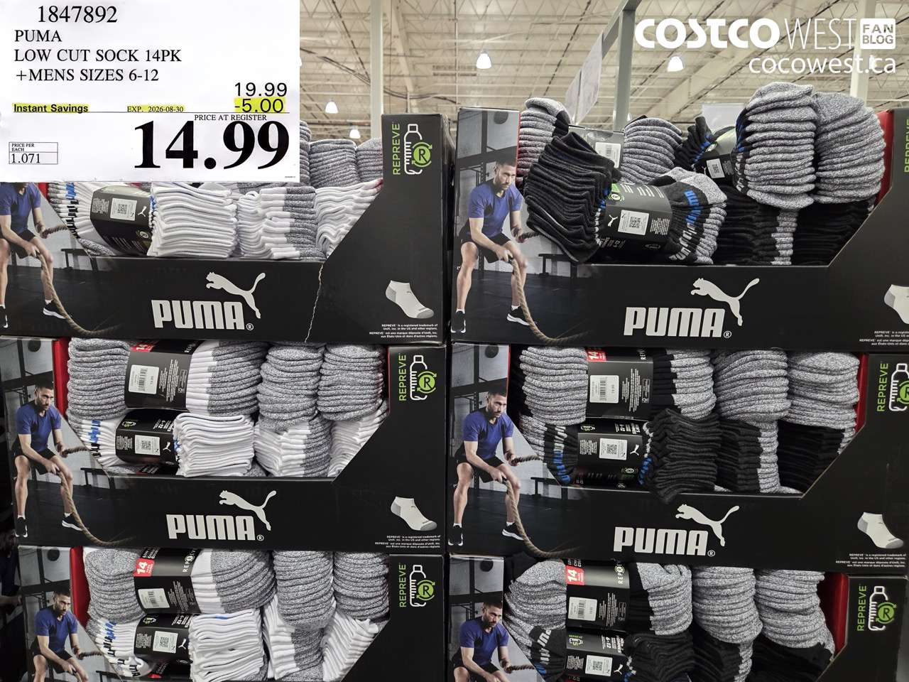 1847892 PUMA LOW CUT SOCK 14PK MENS SIZES 6-12 ($5.00 INSTANT SAVINGS EXPIRES ON 2026-08-30) $14.99