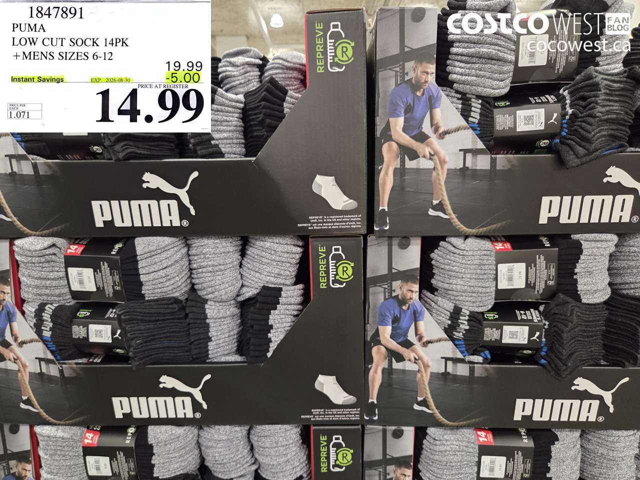 1847891 PUMA LOW CUT SOCK 14PK + MENS SIZES 6-12 ($5.00 INSTANT SAVINGS EXPIRES ON 2026-08-30) $14.99