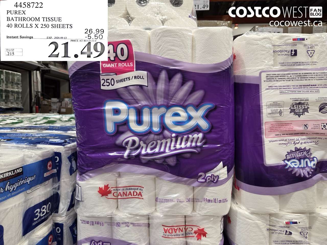 4458722 PUREX BATHROOM TISSUE 40 ROLLS X 250 SHEETS ($5.50 INSTANT SAVINGS EXPIRES ON 2026-09-13) $21.49