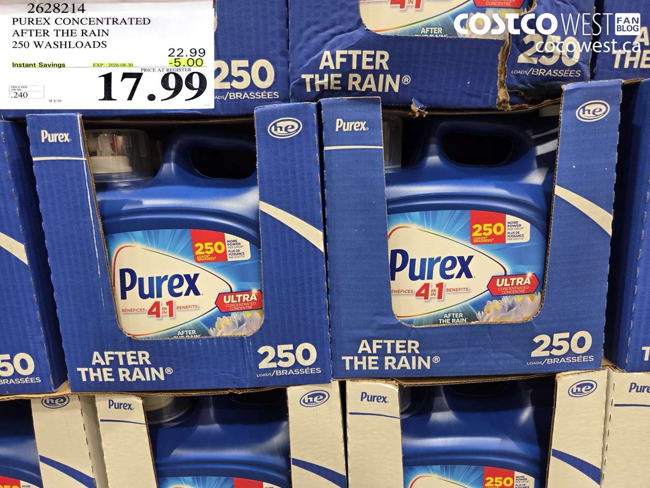 2628214 PUREX CONCENTRATED AFTER THE RAIN 250 WASHLOADS ($5.00 INSTANT SAVINGS EXPIRES ON 2026-08-30) $17.99