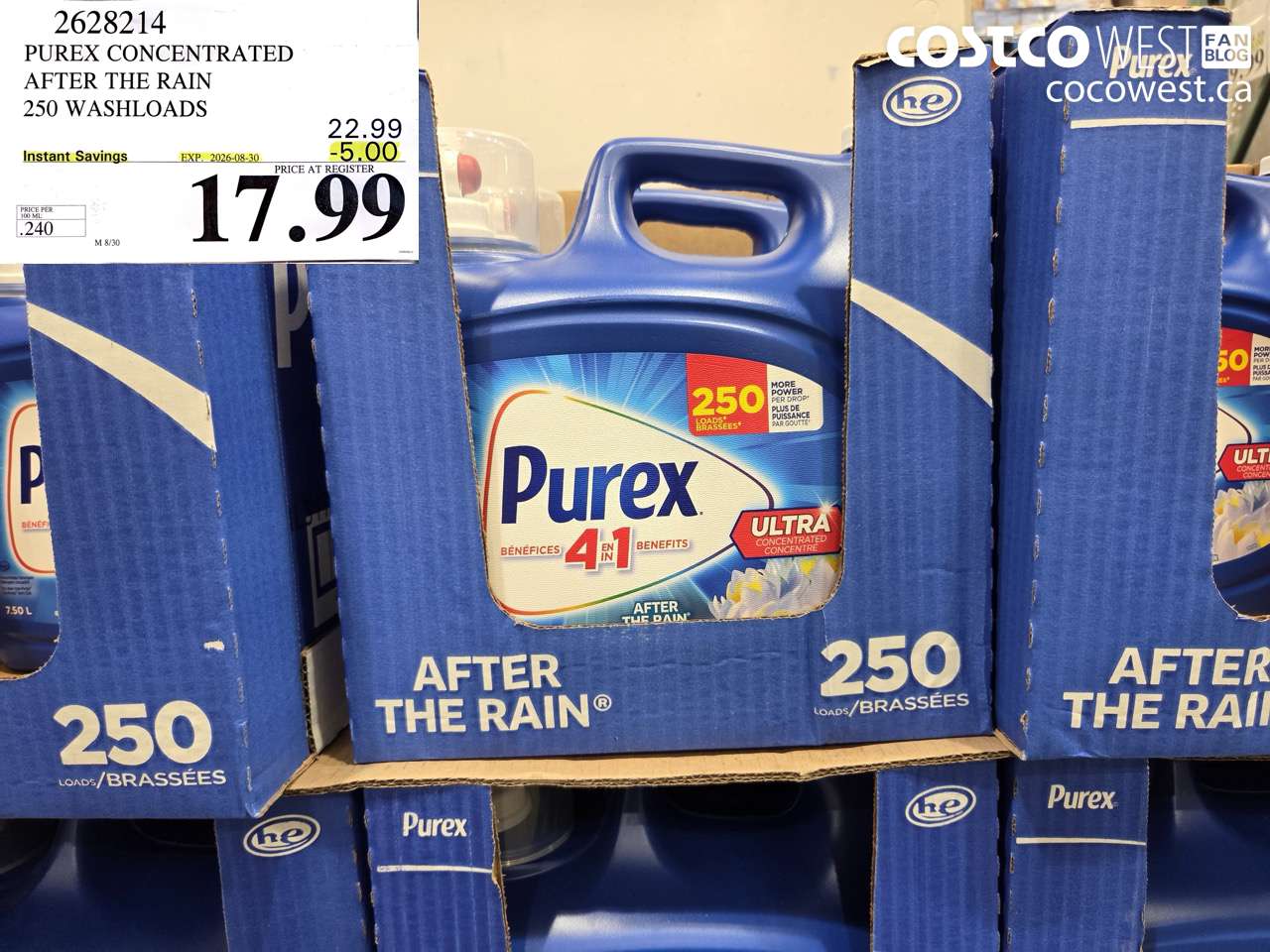 2628214 PUREX CONCENTRATED AFTER THE RAIN 250 WASHLOADS ($5.00 INSTANT SAVINGS EXPIRES ON 2026-08-30) $17.99