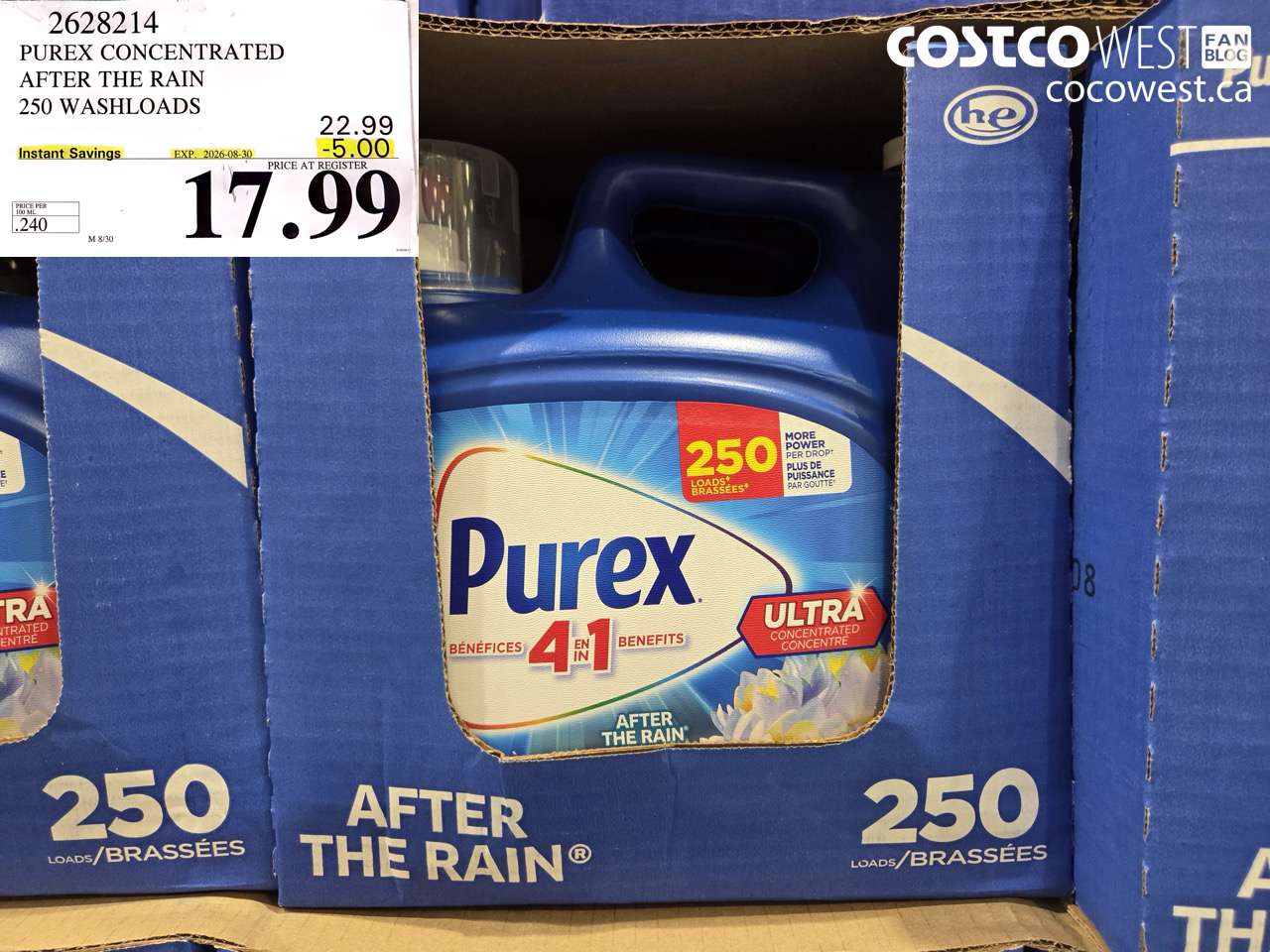 2628214 PUREX CONCENTRATED AFTER THE RAIN 250 WASHLOADS ($5.00 INSTANT SAVINGS EXPIRES ON 2026-08-30) $17.99
