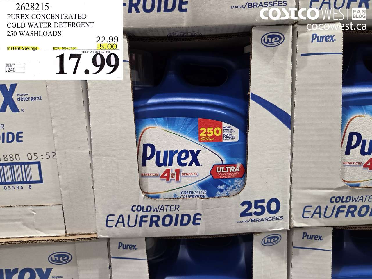 2628215 PUREX CONCENTRATED COLD WATER DETERGENT 250 WASHLOADS ($5.00 INSTANT SAVINGS EXPIRES ON 2026-08-30) $17.99