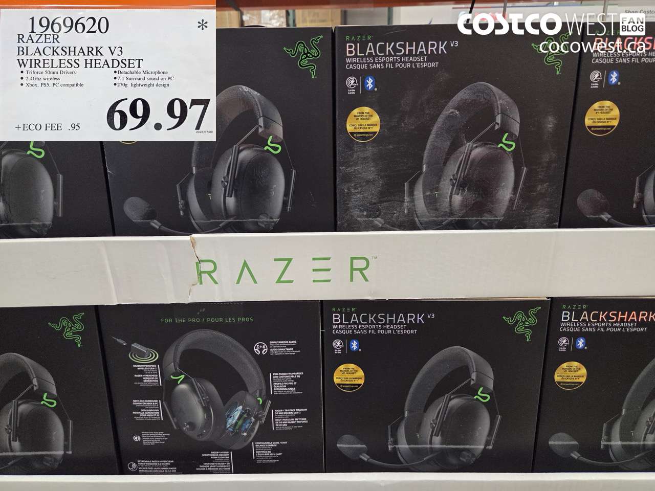 1969620 RAZER BLACKSHARK V3 WIRELESS HEADSET $69.97