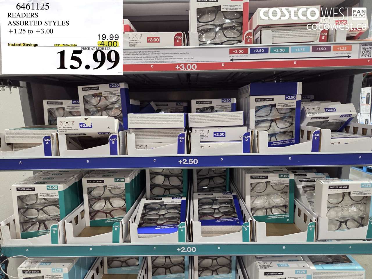 6461125 READERS ASSORTED STYLES ($4.00 INSTANT SAVINGS EXPIRES ON 2026-08-16) $15.99