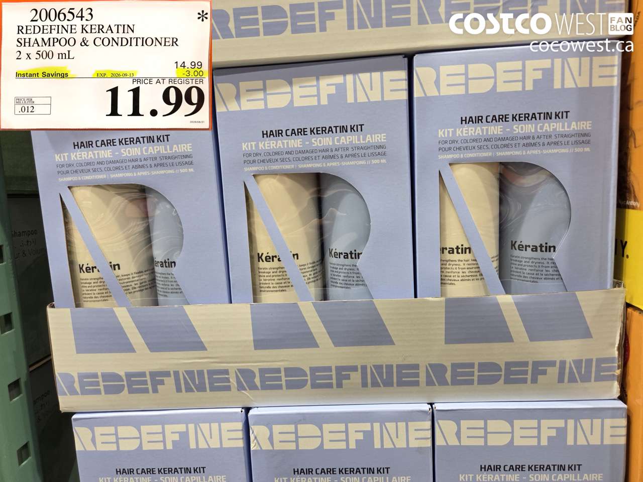 2006543 REDEFINE KERATIN SHAMPOO & CONDITIONER 2 X 500 ML ($3.00 INSTANT SAVINGS EXPIRES ON 2026-09-13) $11.99