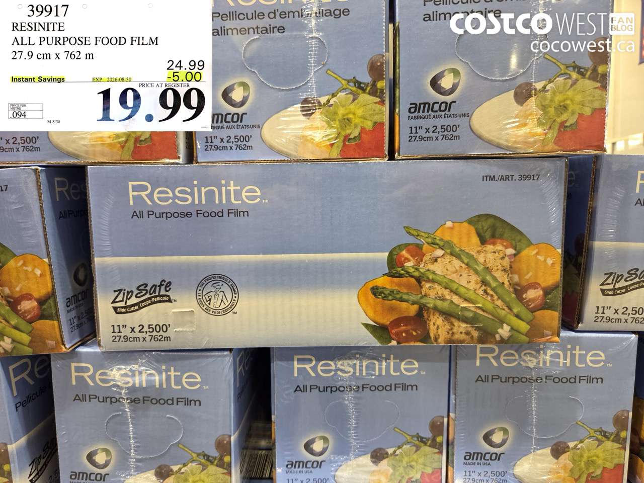 39917 RESINITE ALL PURPOSE FOOD FILM 27.9 CM X 762 M ($5.00 INSTANT SAVINGS EXPIRES ON 2026-08-30) $19.99