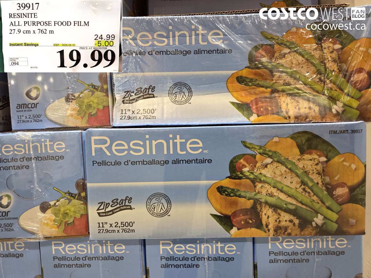 39917 RESINITE ALL PURPOSE FOOD FILM 27.9 CM X 762 M ($5.00 INSTANT SAVINGS EXPIRES ON 2026-08-30) $19.99