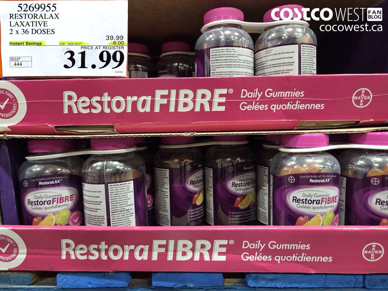 5269955 RESTORALAX LAXATIVE 2 X 36 DOSES ($8.00 INSTANT SAVINGS EXPIRES ON 2026-09-27) $31.99