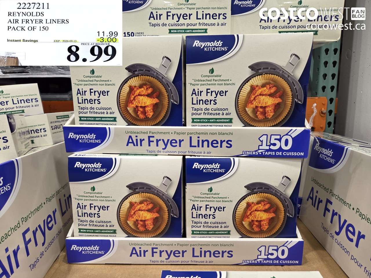 2227211 REYNOLDS AIR FRYER LINERS PACK OF 150 ($3.00 INSTANT SAVINGS EXPIRES ON 2026-09-13) $8.99