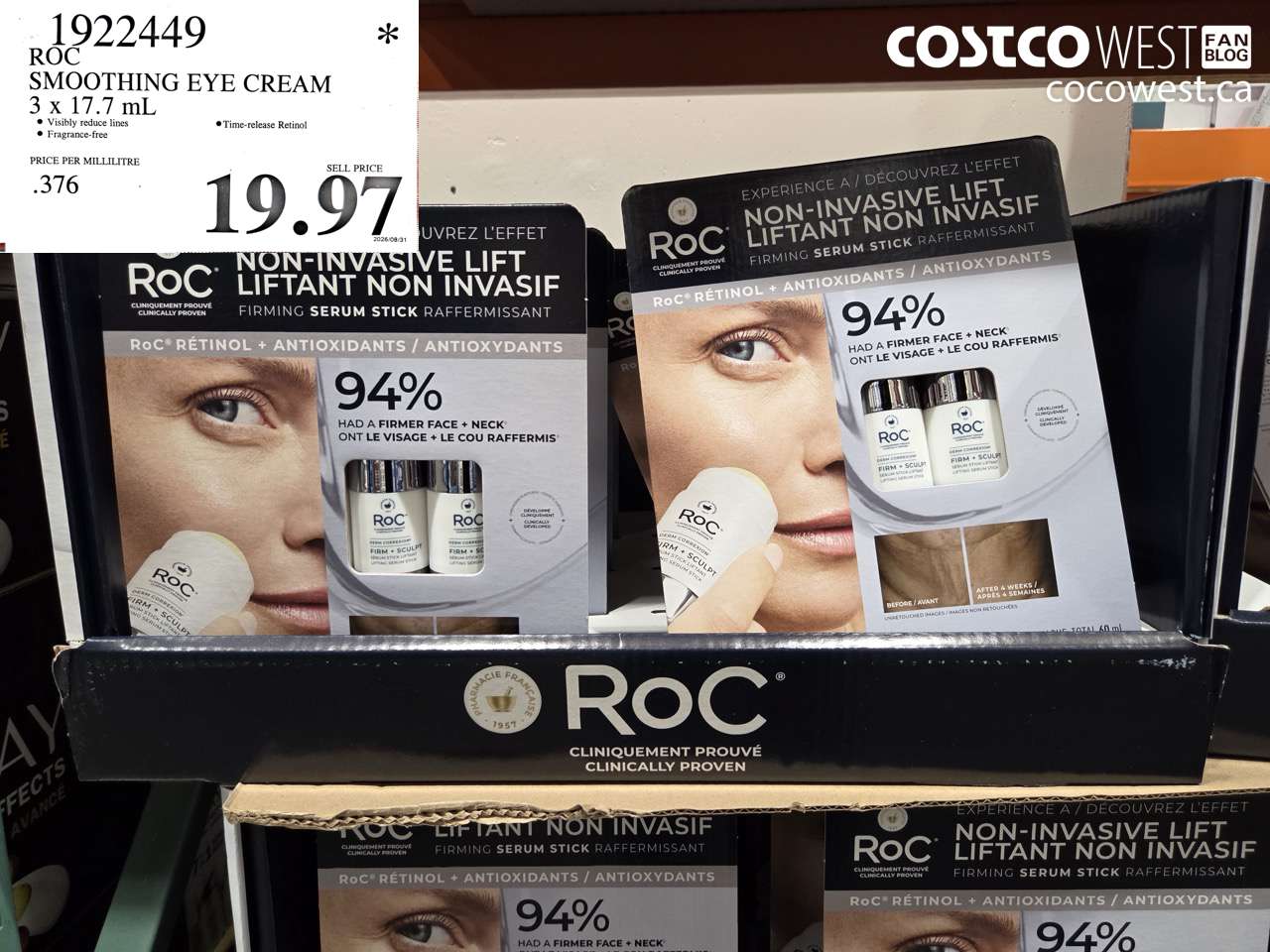 1922449 ROC SMOOTHING EYE CREAM 3 X 17.7 ML $19.97