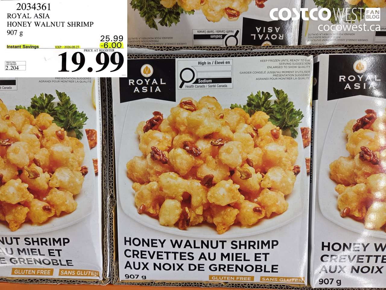 2034361 ROYAL ASIA HONEY WALNUT SHRIMP 907 G ($6.00 INSTANT SAVINGS EXPIRES ON 2026-08-23) $19.99
