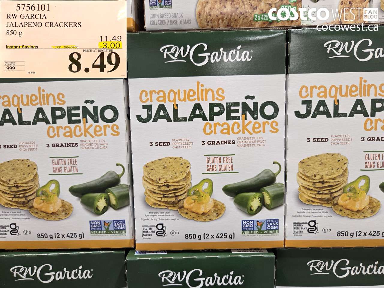 5756101 RW GARCIA JALAPENO CRACKERS 850 G ($3.00 INSTANT SAVINGS EXPIRES ON 2026-08-30) $8.49