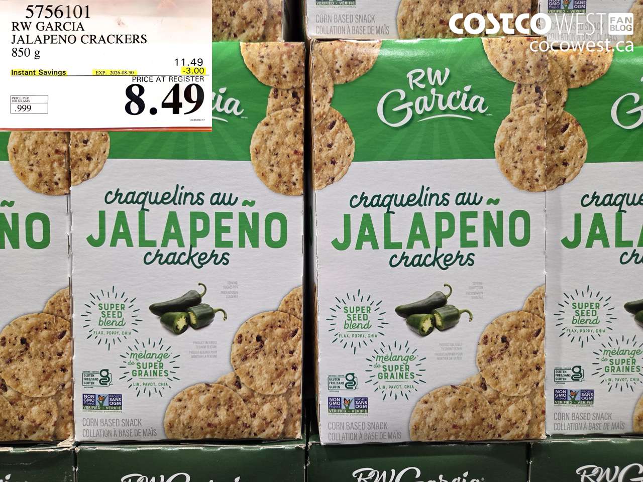 5756101 RW GARCIA JALAPENO CRACKERS 850 G ($3.00 INSTANT SAVINGS EXPIRES ON 2026-08-30) $8.49
